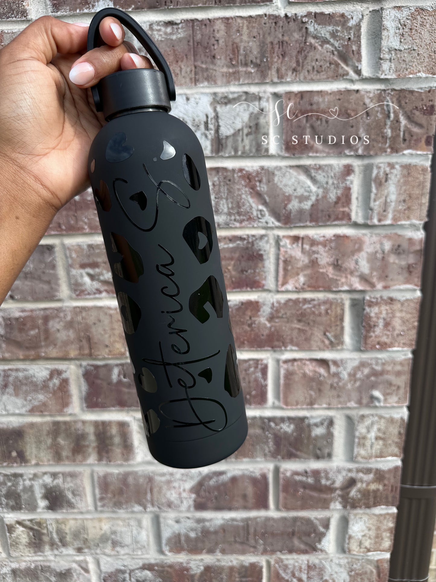 Black Leopard Hydro Personalized Water Bottle