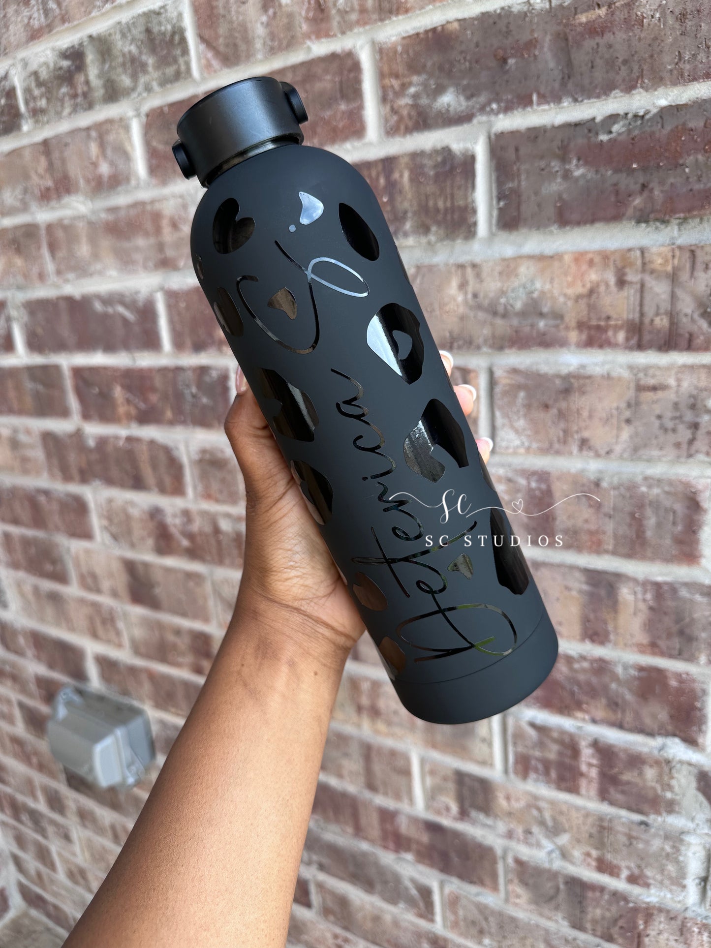 Black Leopard Hydro Personalized Water Bottle